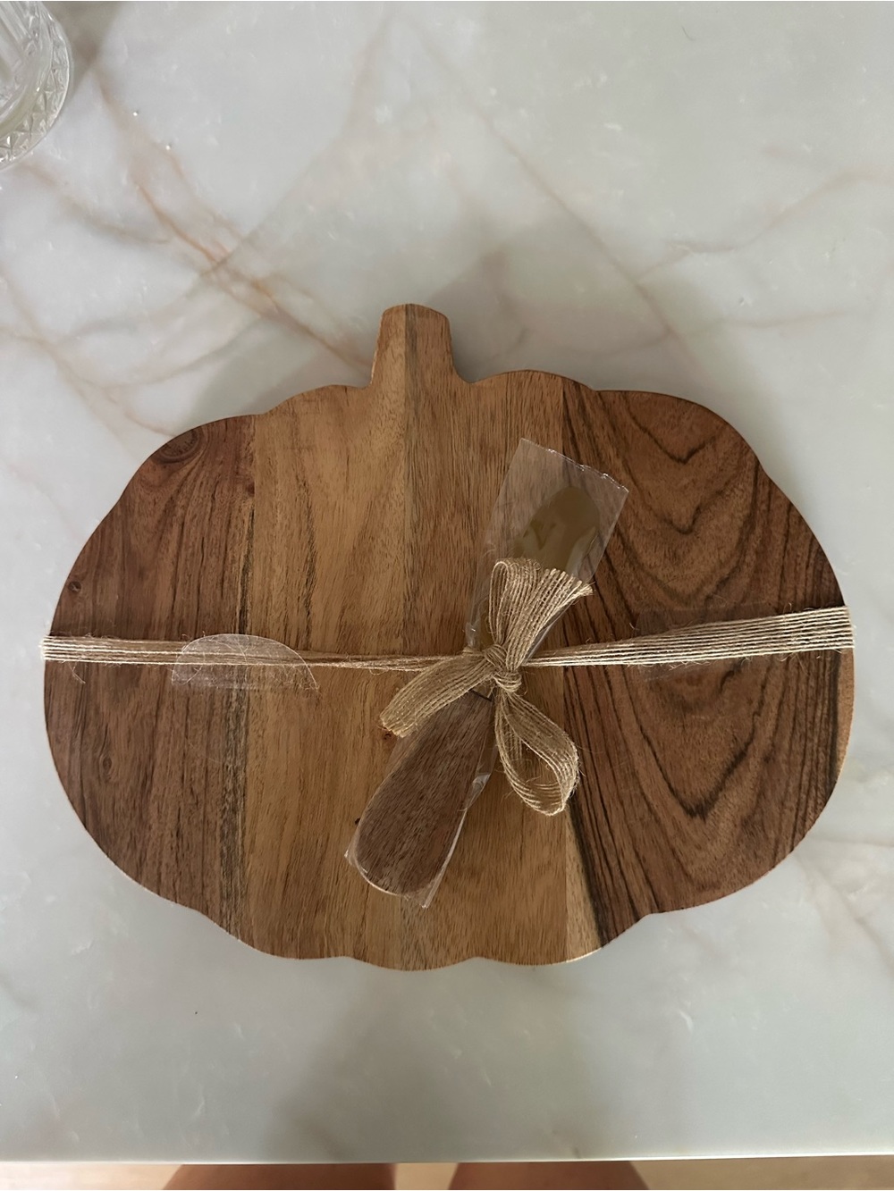 Pumpkin Cheese Board & Spreader Set Wood Charcuterie Fall Thanksgiving - Picture 2 of 3